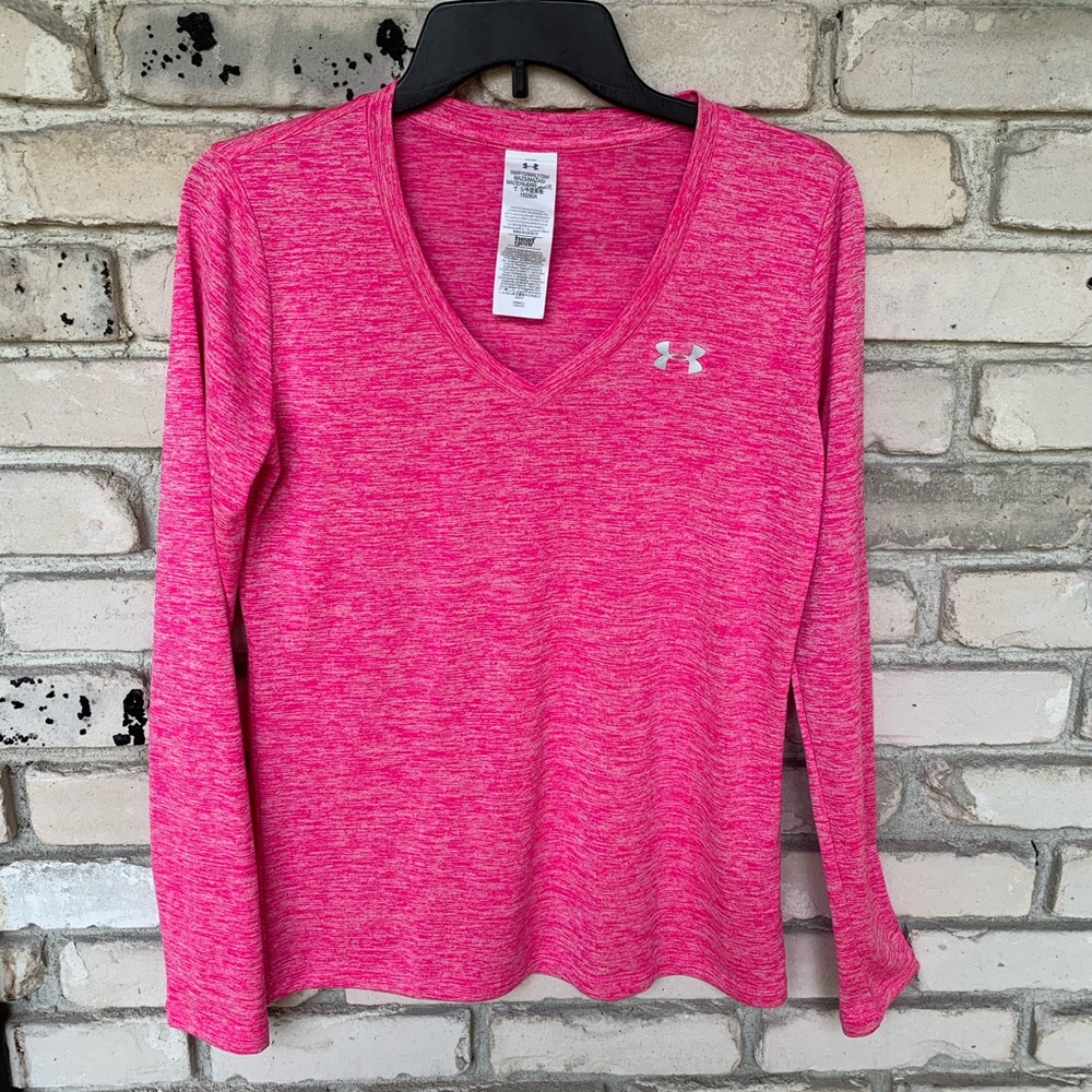 Under armour heat gear pink long sleeve shirt